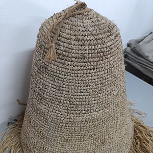 Pantalla de Lámpara Artesanal en Fibras Naturales con Flecos - imagen 5
