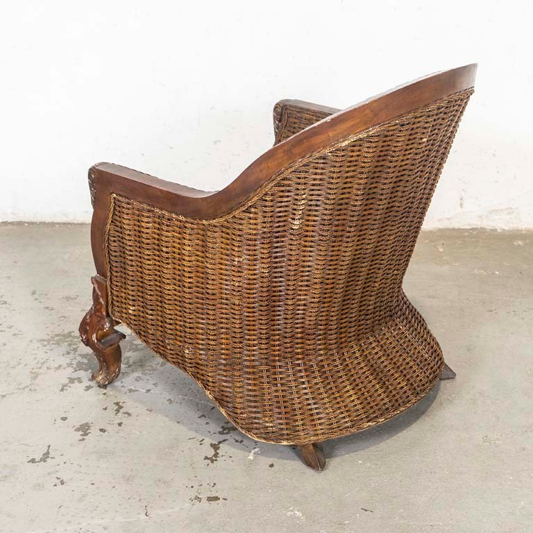 Sillón de madera y ratán estilo Luis XV con detalles en pasta - imagen 3