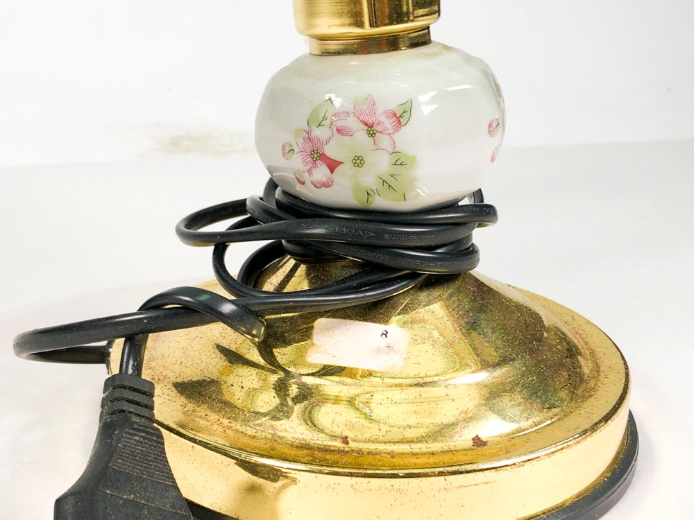 Lámparas de sobremesa en vidrio y metal bronceado floral - imagen 3