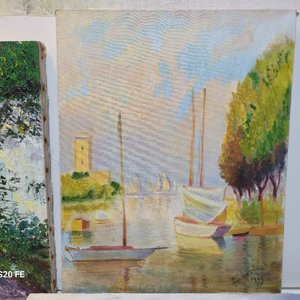 Lote de 4 Cuadros al Óleo sobre Lienzo: Paisajes y Marina - imagen 4