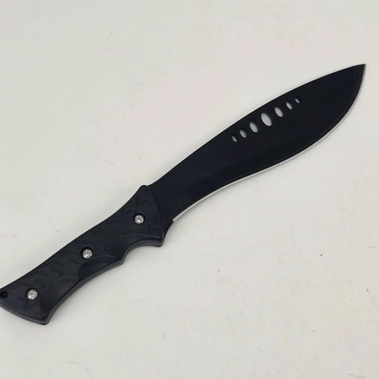 Cuchillo Bowie Negro con Funda y Cinta Métrica