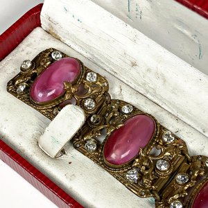 Pulsera Enchapada con Piedras Rosadas y Cristales, con Estuche - imagen 4