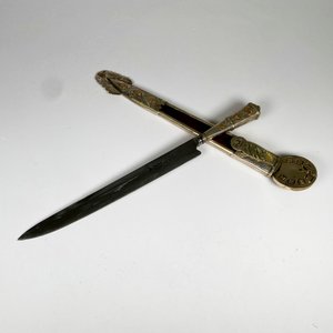 Cuchillo Criollo Hoja Solingen Franz Wenk Plata y Oro con Vaina - imagen 6