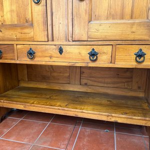 Alacena Antigua de Madera con Puertas y Cajones - imagen 9
