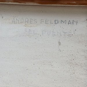 Gran Óleo "El Puente" de Andrés Feldman, Pintor Húngaro Radicado en Uruguay - imagen 5