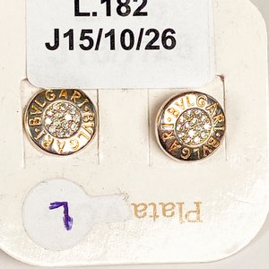 Par de Caravanas Bvlgari de Plata con Circones - imagen 3