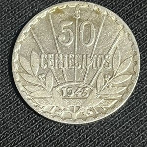 Moneda de 50 Centésimos de Plata de Uruguay 1943 - imagen 2