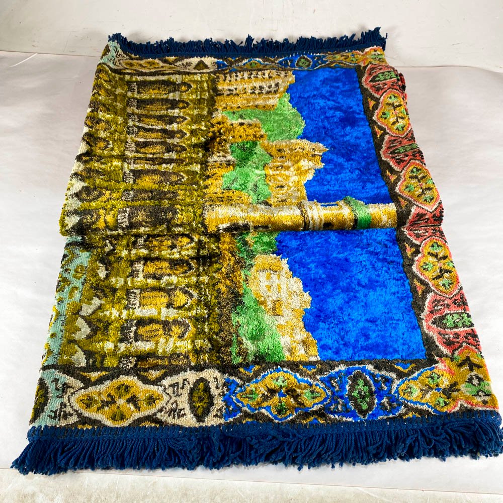 Tapiz Vintage Paisaje con Flecos y Detalles Étnicos