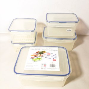 Juego de 5 Tapers Plásticos Transparentes con Tapa Azul - imagen 5