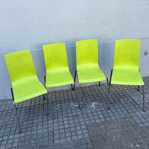 Juego de 4 Sillas Niqueladas con Asiento Verde - imagen 1