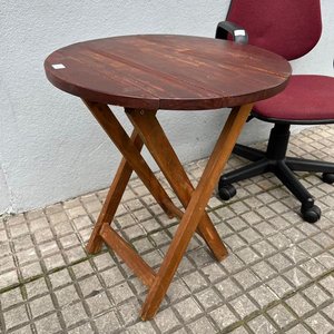 Mesa Plegable Circular de Madera y Silla de Escritorio Tapizada - imagen 6