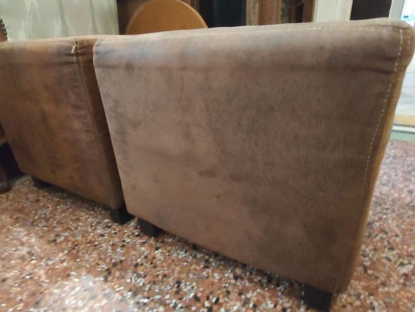 Pufs de piel y madera en excelente estado - imagen 4