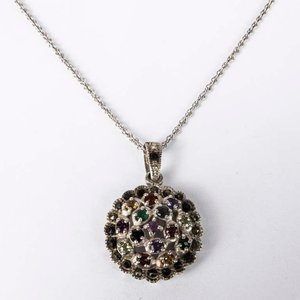 Cadena y Dije de Plata con Piedras Multicolor - imagen 1