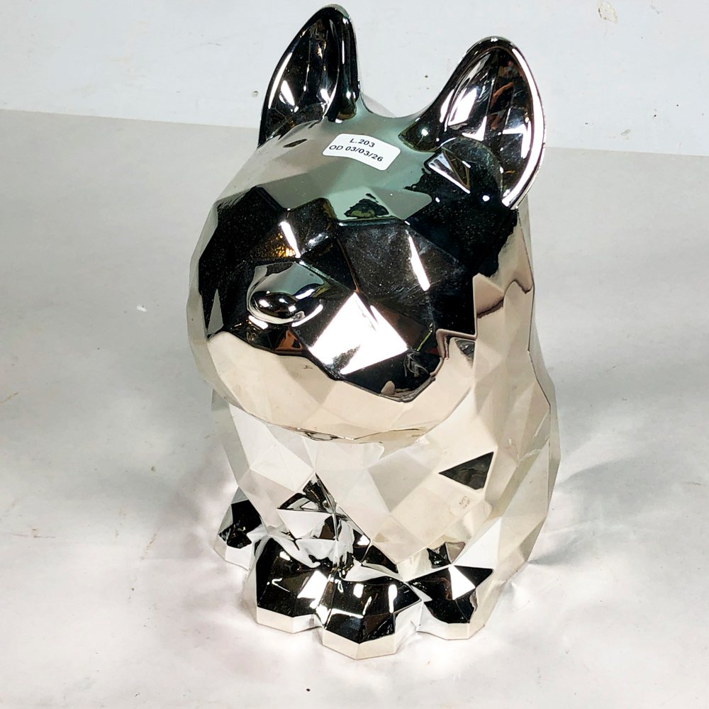 Figura plateada de busto de gato - imagen 3