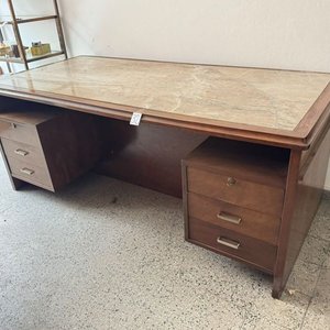 Escritorio Antiguo con Tapa de Mármol y 6 Cajones - imagen 4