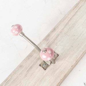 Perchero de Madera Rústico con 3 Perchas de Cerámica Rosa - imagen 2
