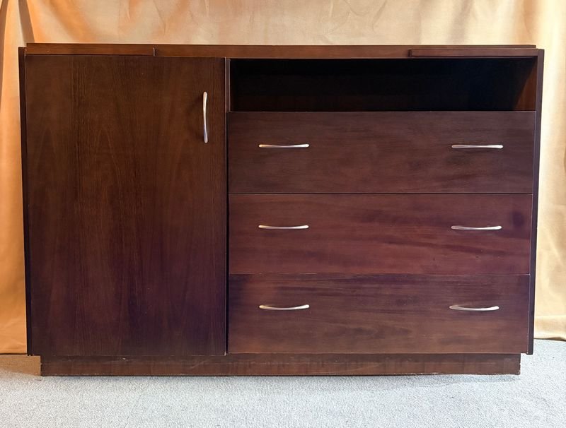 Cómoda Minibar Laqueada con 3 Cajones y Espacio Frigorífico