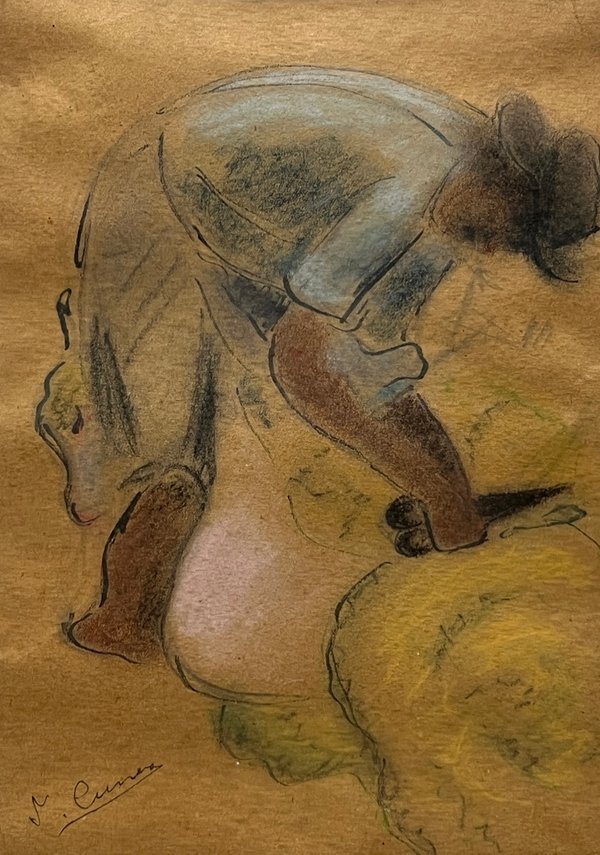 Obra "Esquilador" de José Cuneo, Pastel sobre Papel Firmado