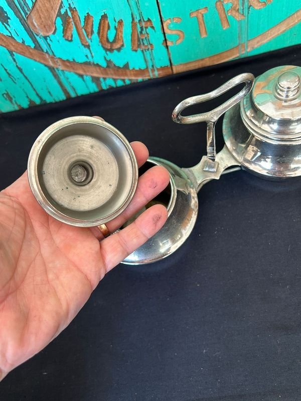 Azucarero y Yerbero antiguo en platina - Colección de objetos antiguos - imagen 3