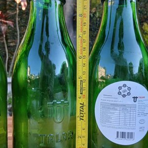 4 Botellas de Vidrio Verde Oscuro Talar para Leche 1 Litro - imagen 3