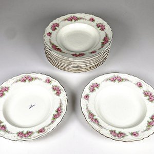 Doce Platos Hondos de Loza Inglesa Royal Vitreous MADDOCK & SONS - imagen 1