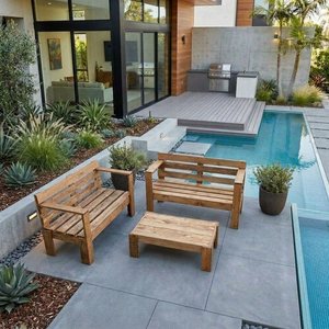 Juego de Exterior: Dos Sillones y Mesa Ratona de Madera - imagen 2