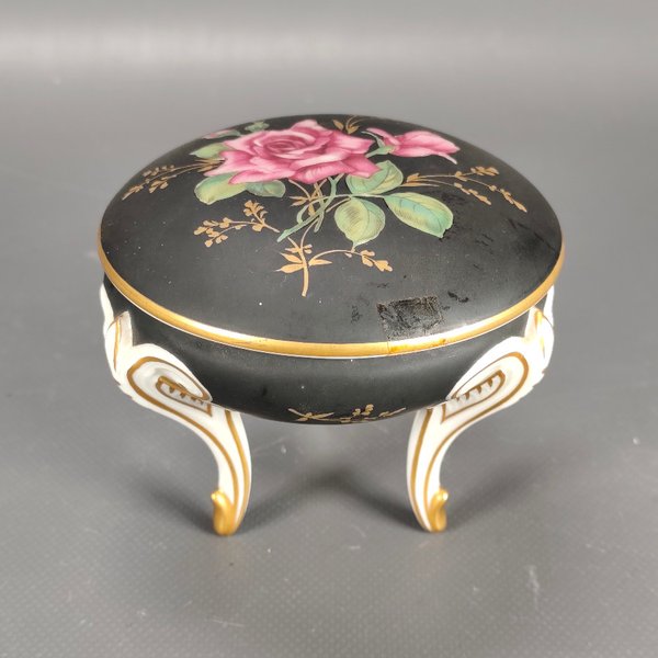 Alhajero de Porcelana Rosenthal con Decoración Floral y Patas Doradas - imagen 1