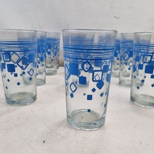 Set de 12 Vasos de Vidrio con Diseño Geométrico Azul - imagen 4