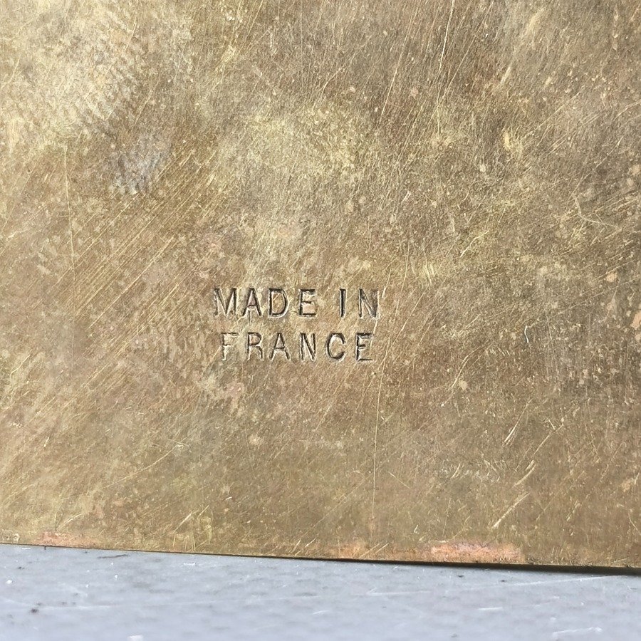 Crucifijo francés en bronce y esmalte sobre placa de mármol - imagen 9