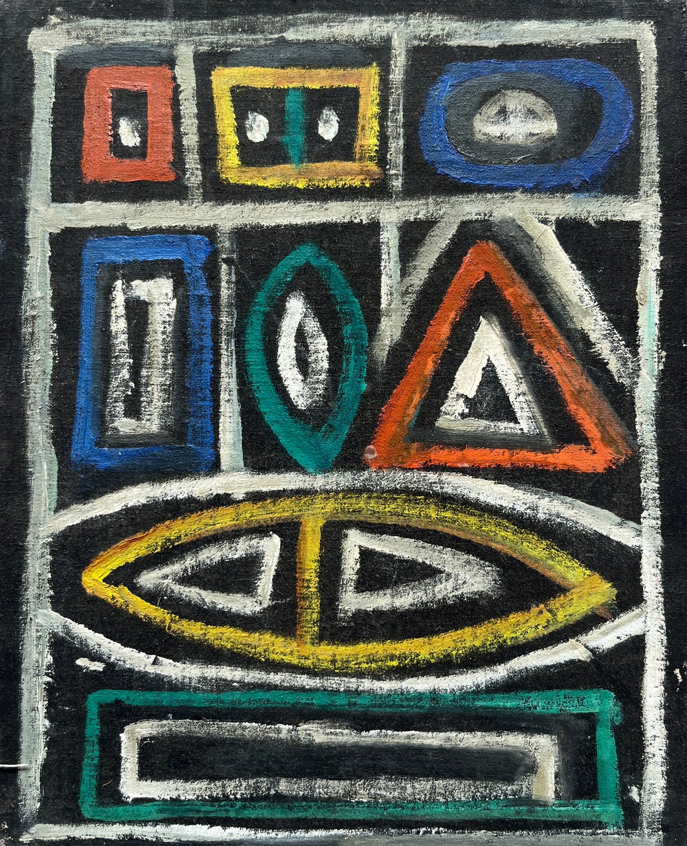 Oleo "Composicion" de Walter Deliotti sobre cartón, 25 x 20 cm
