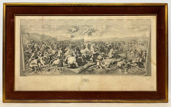 Lote anterior: Grabado antiguo de caballería en blanco y negro