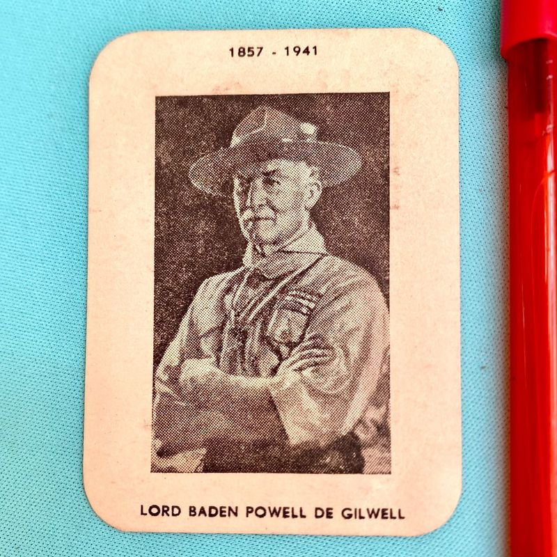 Antigua Tarjeta de Identificación Boy Scouts Uruguay con Retrato de Baden-Powell