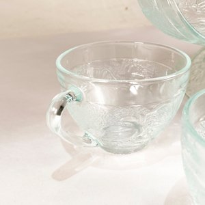 Ponchera de Vidrio Hialino con Tazas a Juego y Decorado Floral - imagen 2