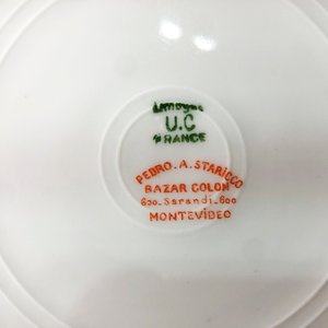 Cuatro Platos Hondos de Porcelana Francesa Limoges con Guarda Dorada y Azul - imagen 3