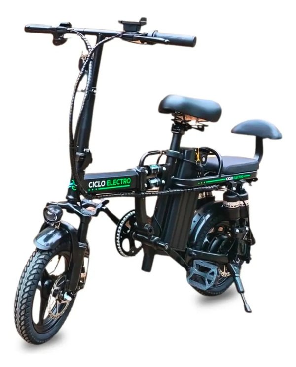 Bicicleta Eléctrica Plegable Ciclo Electro Negra Batería de Litio - imagen 1