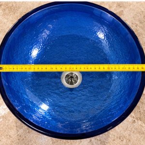 Bacha de Baño Circular en Cristal Azul Cobalto con Textura Relieve - imagen 3
