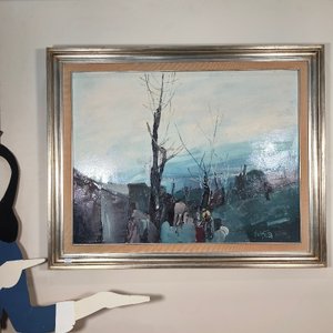 Pintura Expresionista de Hugo Nantes: Acrílico sobre Fibra con Marco Plateado - imagen 6
