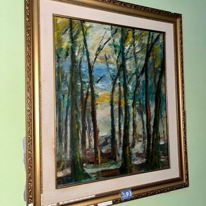 Cuadro Pintura "Motivo Bosque" con Marco Dorado - imagen 2