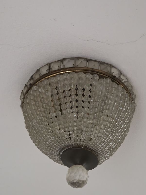 Colgante de techo antiguo en bronce y cristal - imagen 3