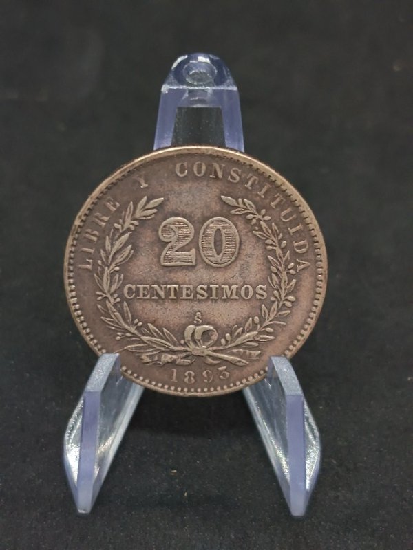 Moneda de Uruguay 20 Centésimos 1893 en Plata, Ceca París - imagen 1