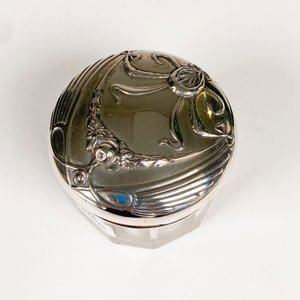 Caja de Cristal con Tapa de Plata Alemana Labrada - imagen 3
