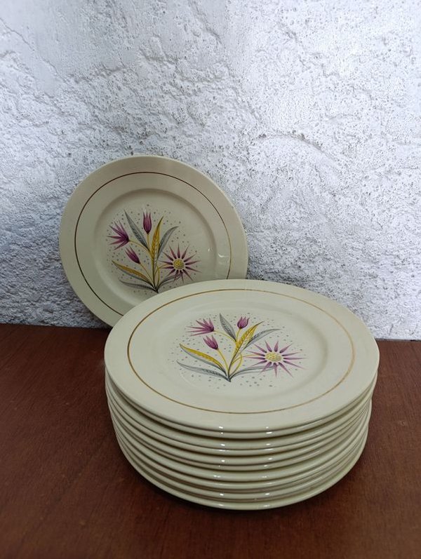 Platos Llanos LOZUR - Cerámica con Diseño Floral
