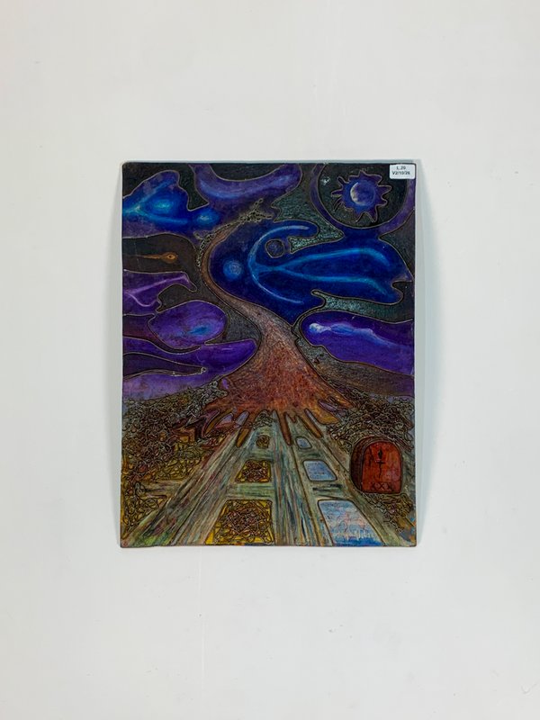 Cuadro de Paisaje Abstracto en Técnica Mixta sobre Fibra - imagen 1