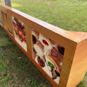 Gran Cartel Luminoso de Madera y Vidrio con Instalación Eléctrica - imagen 1