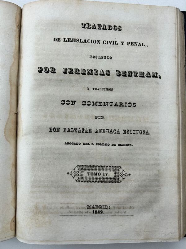 Tratados de legislación civil y penal de Jeremias Bentham - Madrid 1841 - imagen 6