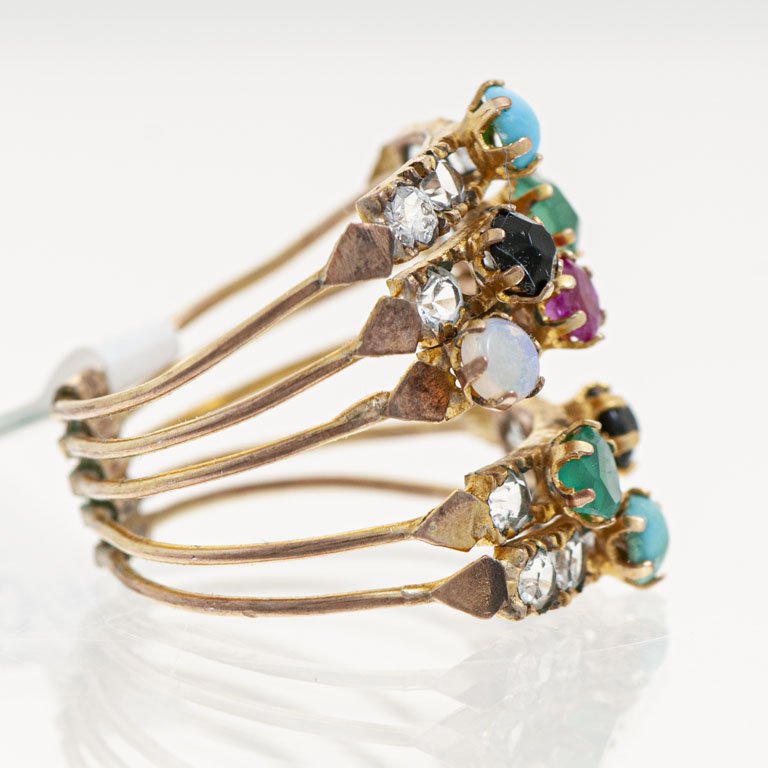 Anillo de oro con piedras naturales y circonias - imagen 2