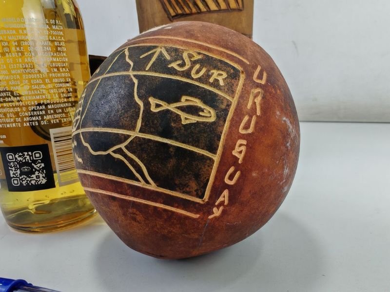 Mortero Y Dos Mates - Pieza de Arte Handmade - imagen 4