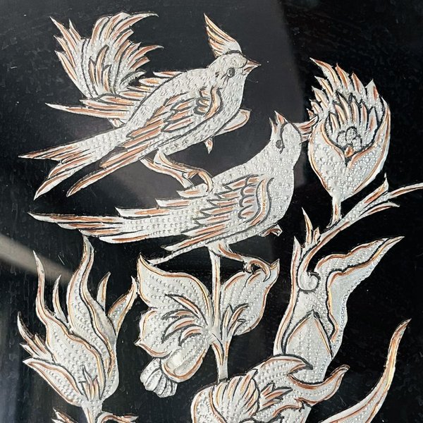 Cuadros iraníes con marco de madera y vidrio, motivo aves en relieve - imagen 6