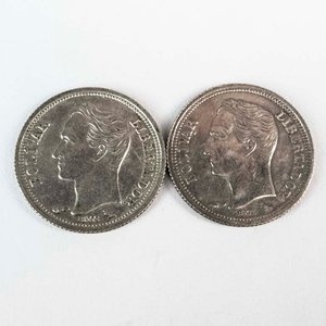 Lote siguiente: 2 Monedas de Plata Venezuela 25 Céntimos 1960
