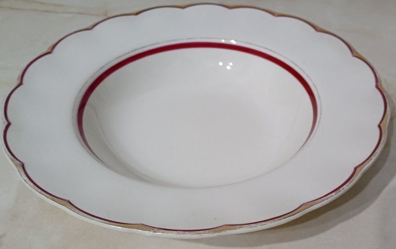 Plato de porcelana INGLESA, CREAMPETAL GRINDLEY, con diseño morado y dorado - imagen 2